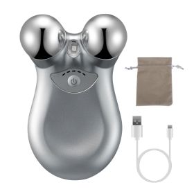 Micro Current Face Massager Rechargeable Face Neck Roller Intelligent Facial Massager with 5 Gears for Skin Tightening Skin Lifting Wrinkle Reduc (Color: Grey)